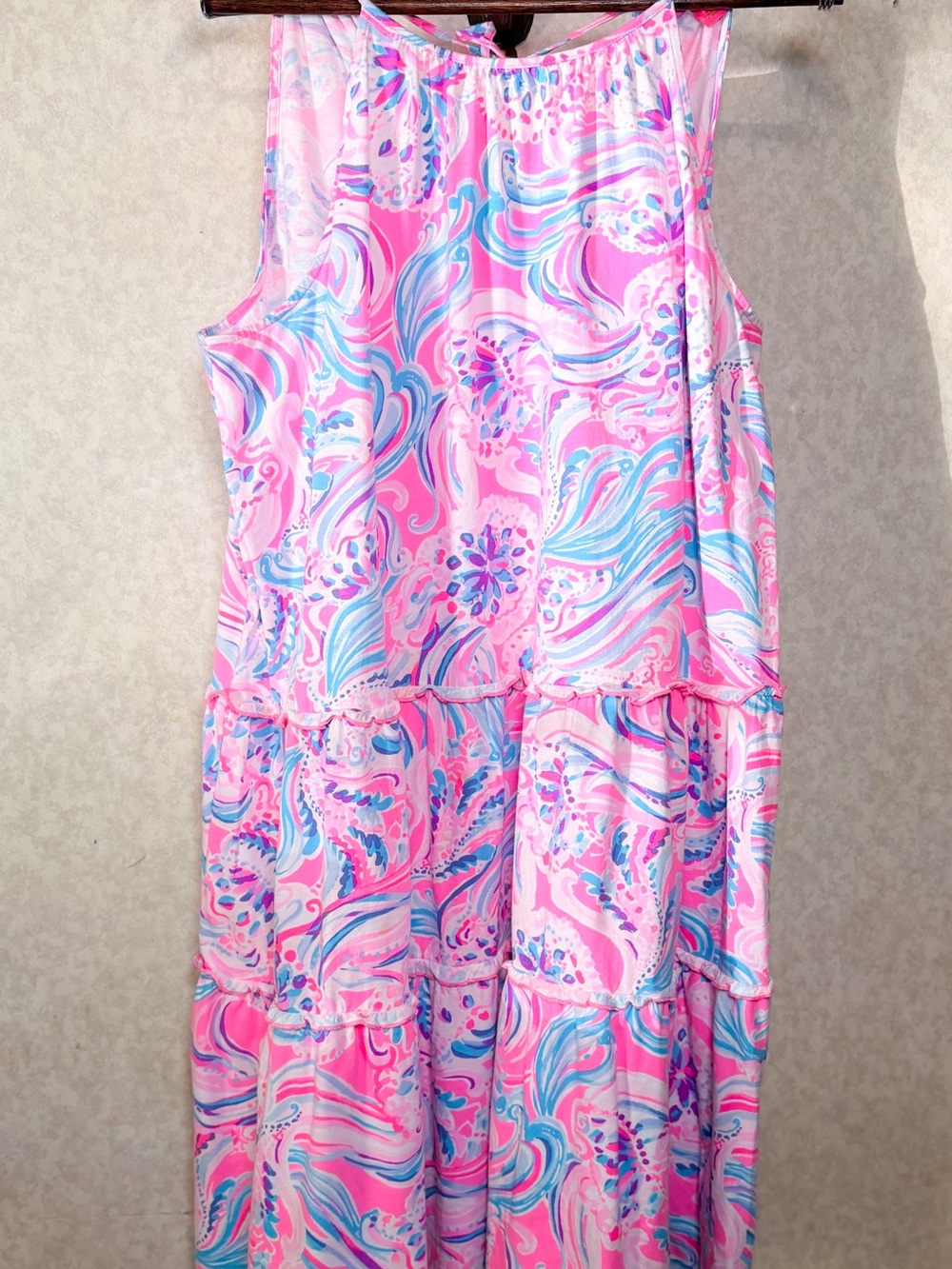 🌸🩷 Lilly Pulitzer Evelyn Swing Pink Purple Swirl Dress L Tassels Preppy Coastal - Picture 2 of 8